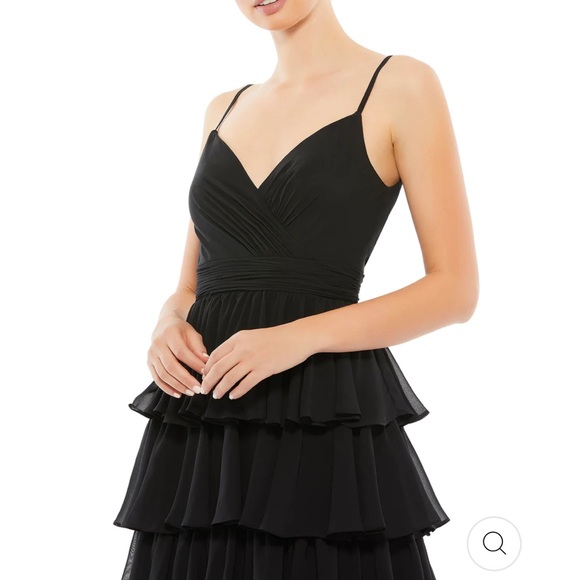 Mac Duggal RUFFLE LAYERED V-NECK MIDI DRESS - Picture 4 of 8